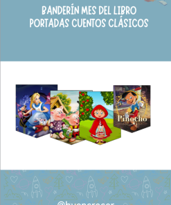 Banderín del Mes del Libro con portadas de cuentos clásicos